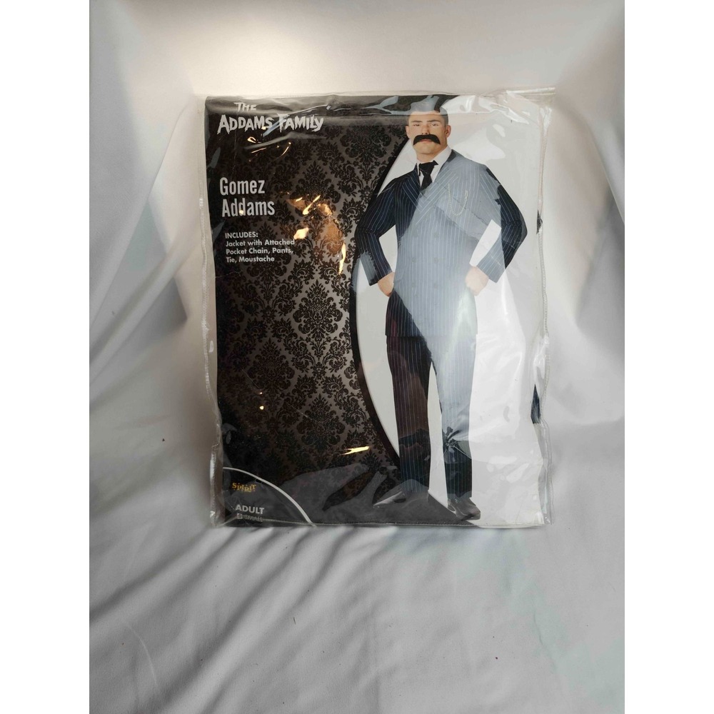 Spirit Gomez Addams Suit Costume Adult Small Black Woven Pinstripe Halloween NEW